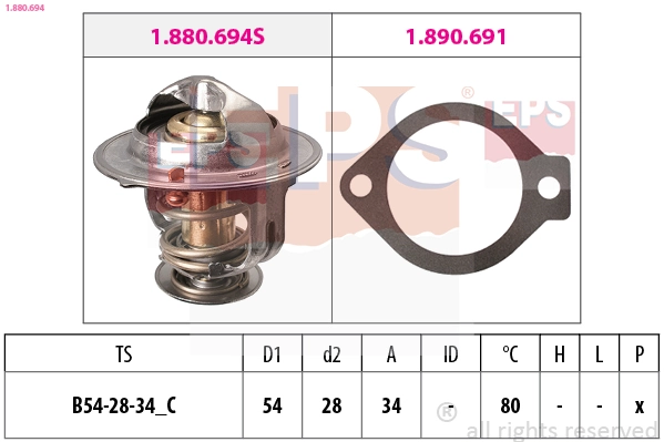 Thermostat, coolant Made in Italy - OE Equivalent 1.880.694