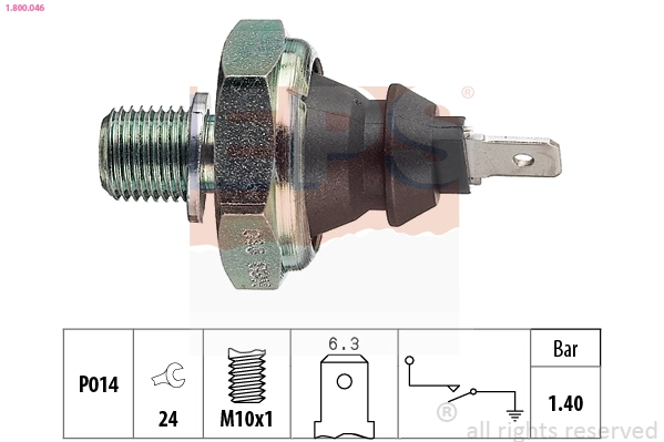Oil Pressure Switch Made in Italy - OE Equivalent 1.800.046