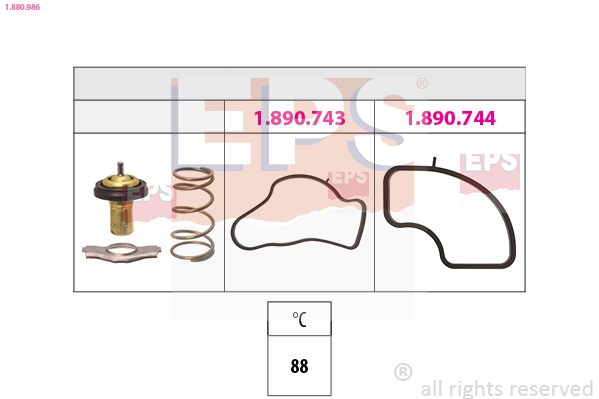Thermostat, coolant Made in Italy - OE Equivalent 1.880.986