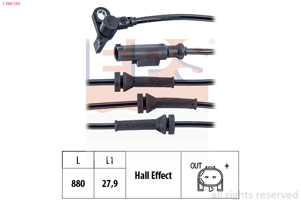 Sensor, wheel speed Made in Italy - OE Equivalent 1.960.163