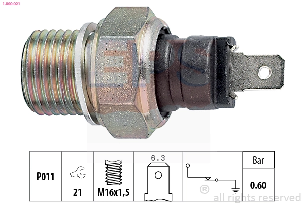 Oil Pressure Switch Made in Italy - OE Equivalent 1.800.021