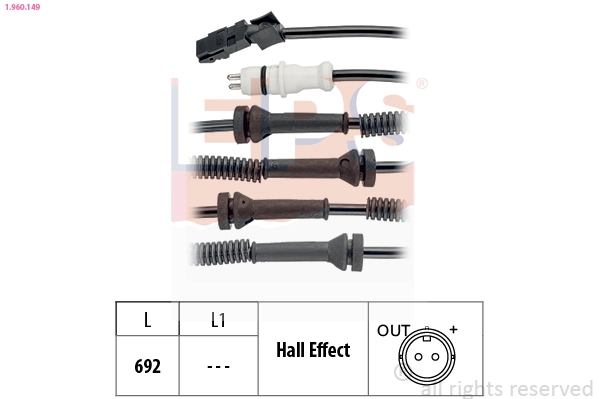 Sensor, wheel speed Made in Italy - OE Equivalent 1.960.149
