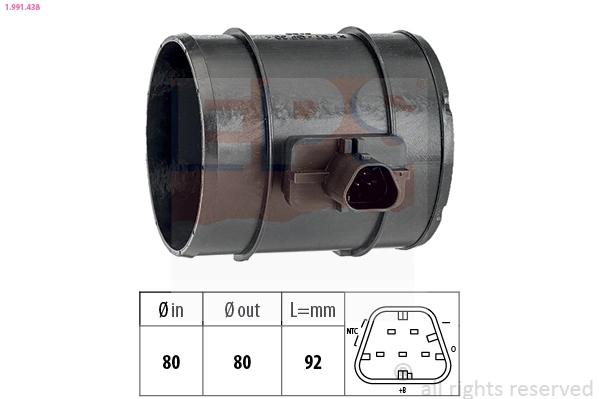 Mass Air Flow Sensor Made in Italy - OE Equivalent 1.991.438