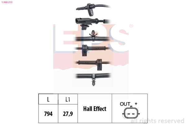 Sensor, wheel speed Made in Italy - OE Equivalent 1.960.213