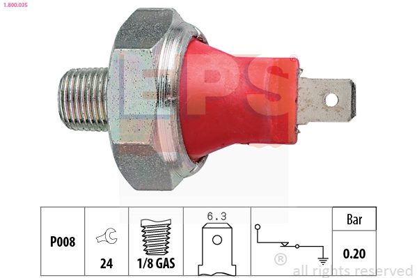 Oil Pressure Switch Made in Italy - OE Equivalent 1.800.035