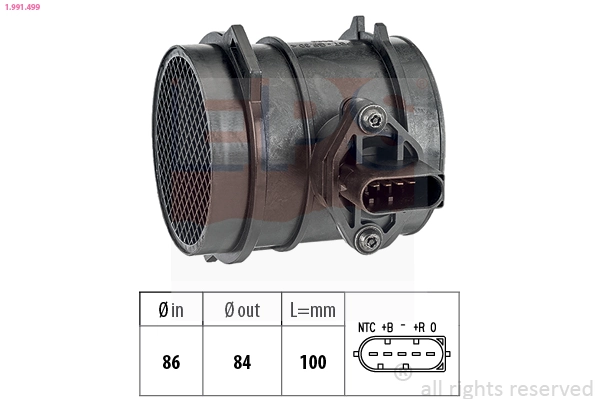 Mass Air Flow Sensor Made in Italy - OE Equivalent 1.991.499