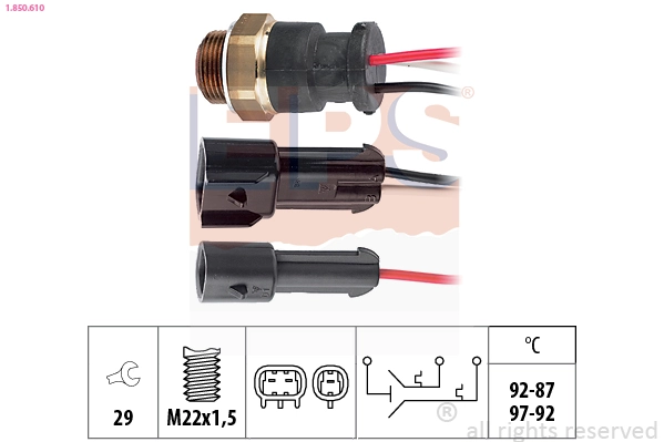 Temperature Switch, radiator fan Made in Italy - OE Equivalent 1.850.610