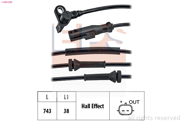 Sensor, wheel speed Made in Italy - OE Equivalent 1.960.200