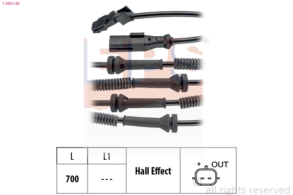 Sensor, wheel speed Made in Italy - OE Equivalent 1.960.146