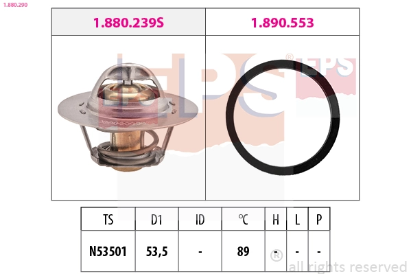 Thermostat, coolant Made in Italy - OE Equivalent 1.880.290