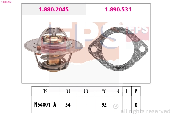 Thermostat, coolant Made in Italy - OE Equivalent 1.880.204