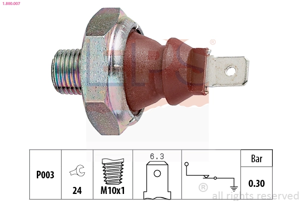 Oil Pressure Switch Made in Italy - OE Equivalent 1.800.007