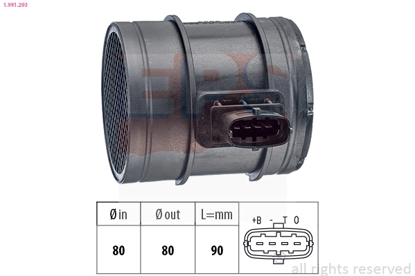 Mass Air Flow Sensor Made in Italy - OE Equivalent 1.991.293
