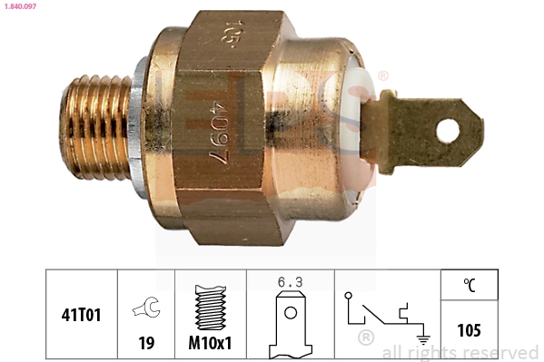 Temperature Switch, coolant warning lamp Made in Italy - OE Equivalent 1.840.097