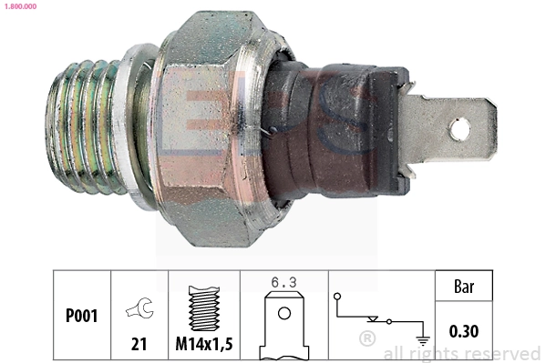 Oil Pressure Switch Made in Italy - OE Equivalent 1.800.000