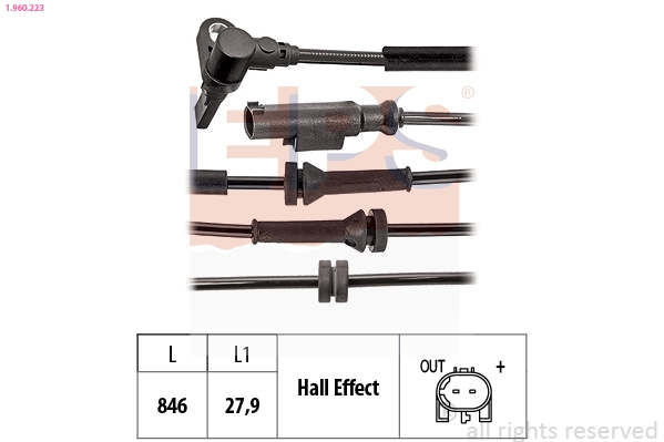 Sensor, wheel speed Made in Italy - OE Equivalent 1.960.223