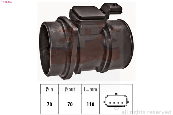 Mass Air Flow Sensor Made in Italy - OE Equivalent 1.991.454