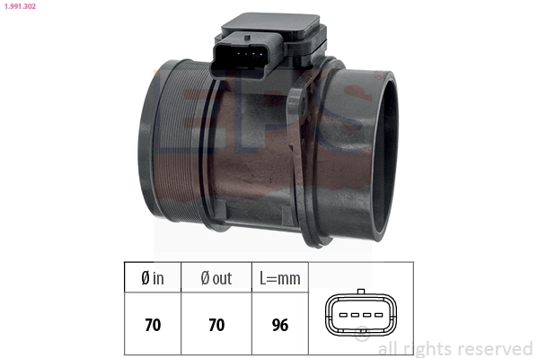 Mass Air Flow Sensor Made in Italy - OE Equivalent 1.991.302