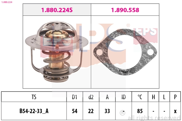 Thermostat, coolant Made in Italy - OE Equivalent 1.880.224