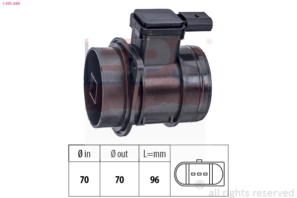 Mass Air Flow Sensor Made in Italy - OE Equivalent 1.991.449