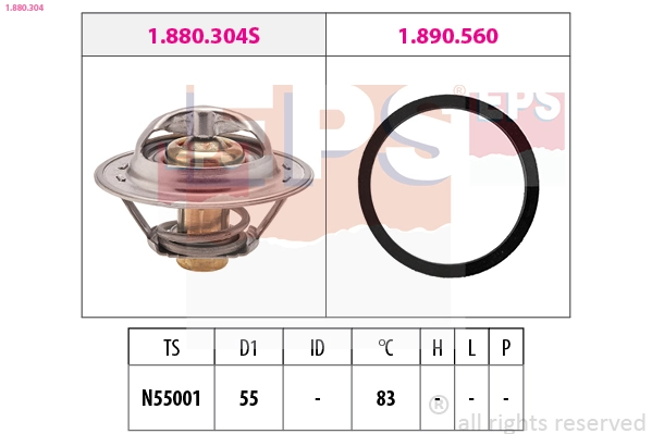 Thermostat, coolant Made in Italy - OE Equivalent 1.880.304