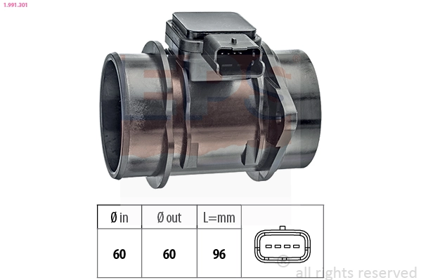 Mass Air Flow Sensor Made in Italy - OE Equivalent 1.991.301