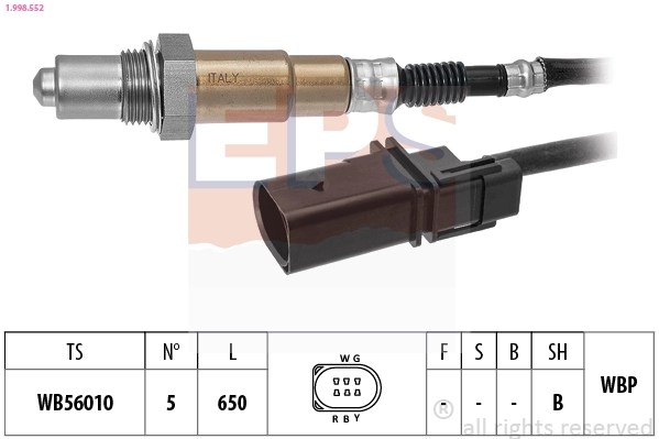 Oxygen Sensor Made in Italy - OE Equivalent 1.998.552