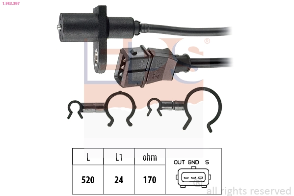 Sensor, crankshaft pulse Made in Italy - OE Equivalent 1.953.397