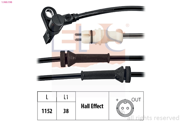 Sensor, wheel speed Made in Italy - OE Equivalent 1.960.198
