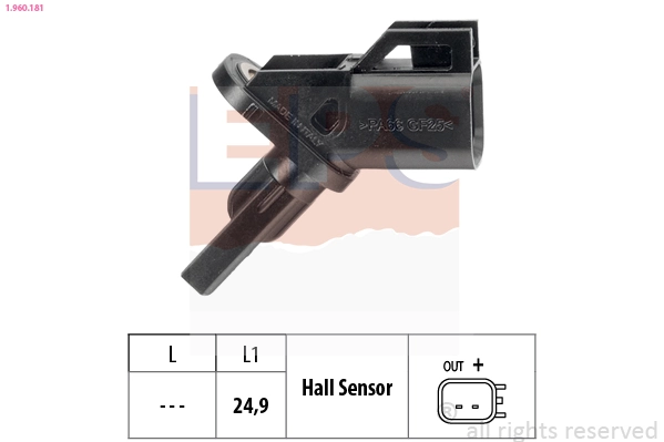 Sensor, wheel speed Made in Italy - OE Equivalent 1.960.181