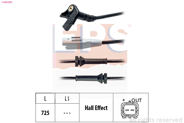 Sensor, wheel speed Made in Italy - OE Equivalent 1.960.092