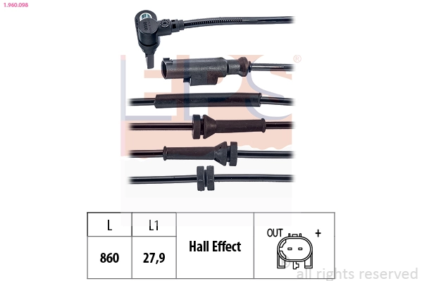 Sensor, wheel speed Made in Italy - OE Equivalent 1.960.098