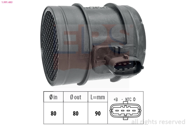 Mass Air Flow Sensor Made in Italy - OE Equivalent 1.991.483