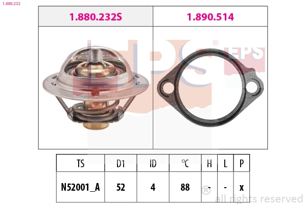 Thermostat, coolant Made in Italy - OE Equivalent 1.880.232