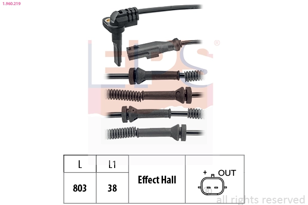 Sensor, wheel speed Made in Italy - OE Equivalent 1.960.219