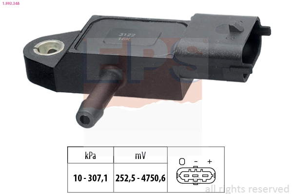 Sensor, exhaust pressure Made in Italy - OE Equivalent 1.993.348