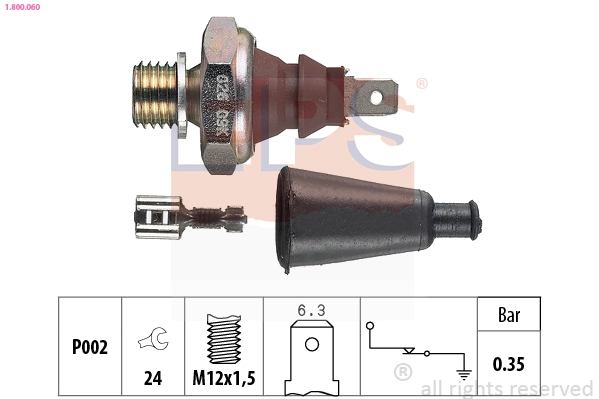 Oil Pressure Switch Made in Italy - OE Equivalent 1.800.060