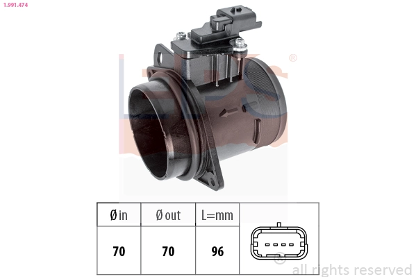 Mass Air Flow Sensor Made in Italy - OE Equivalent 1.991.474