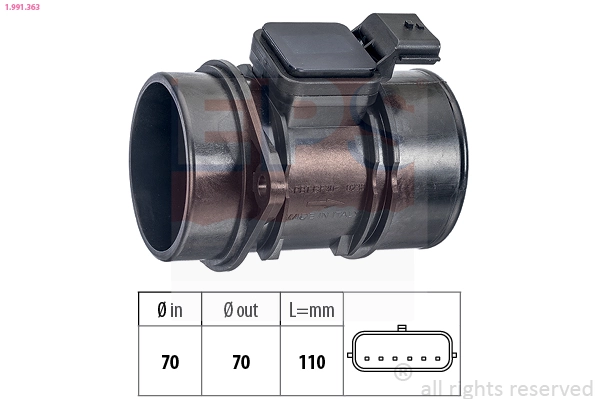 Mass Air Flow Sensor Made in Italy - OE Equivalent 1.991.363