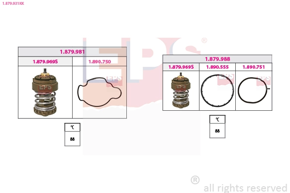 Thermostat, coolant Made in Italy - OE Equivalent 1.879.931KK