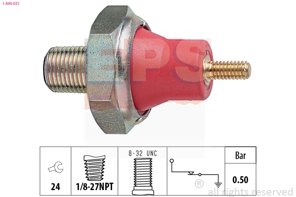 Oil Pressure Switch Made in Italy - OE Equivalent 1.800.031