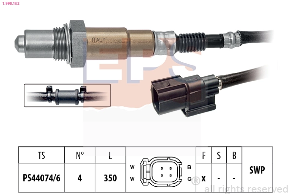 Oxygen Sensor Made in Italy - OE Equivalent 1.998.152