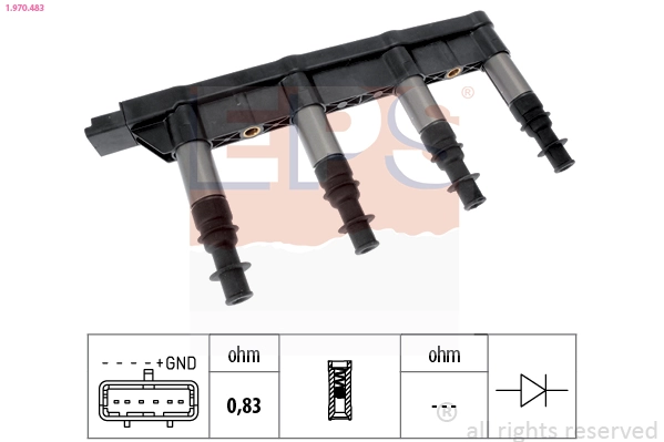 Ignition Coil Made in Italy - OE Equivalent 1.970.483