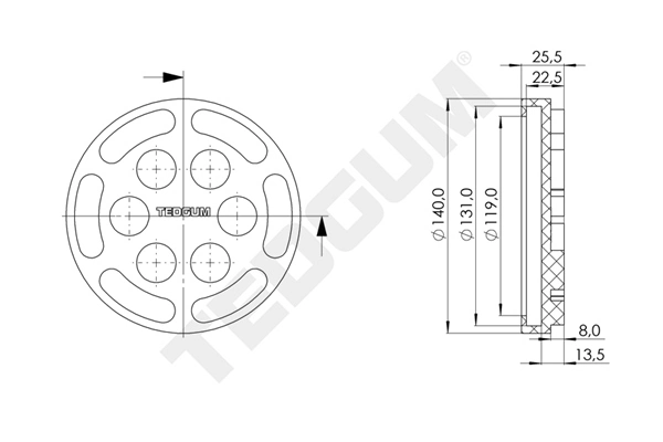 TEDGUM TED44262 Support Plate, mobile jack