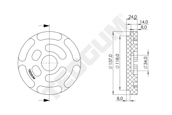 TEDGUM 00848879 Support Plate, mobile jack