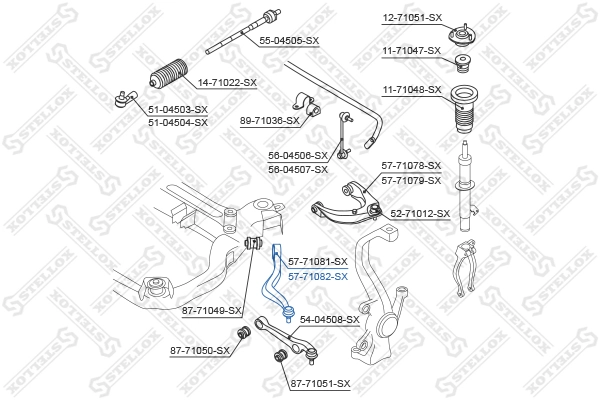 Control/Trailing Arm, wheel suspension 57-71082-SX