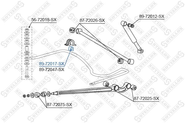 Mounting, stabiliser bar 89-72017-SX