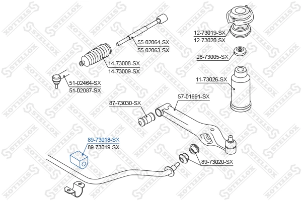 Mounting, stabiliser bar 89-73018-SX