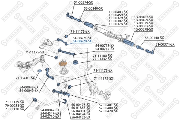 Control/Trailing Arm, wheel suspension 54-00670-SX
