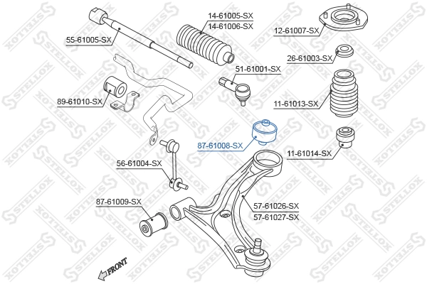 Mounting, control/trailing arm 87-61008-SX